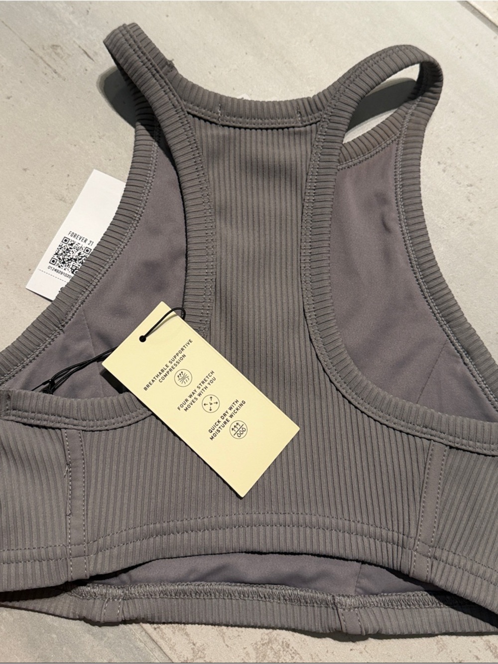 Forever 21 Charcoal Ribbed High-Neck Crop Tank - Picture 3 of 3